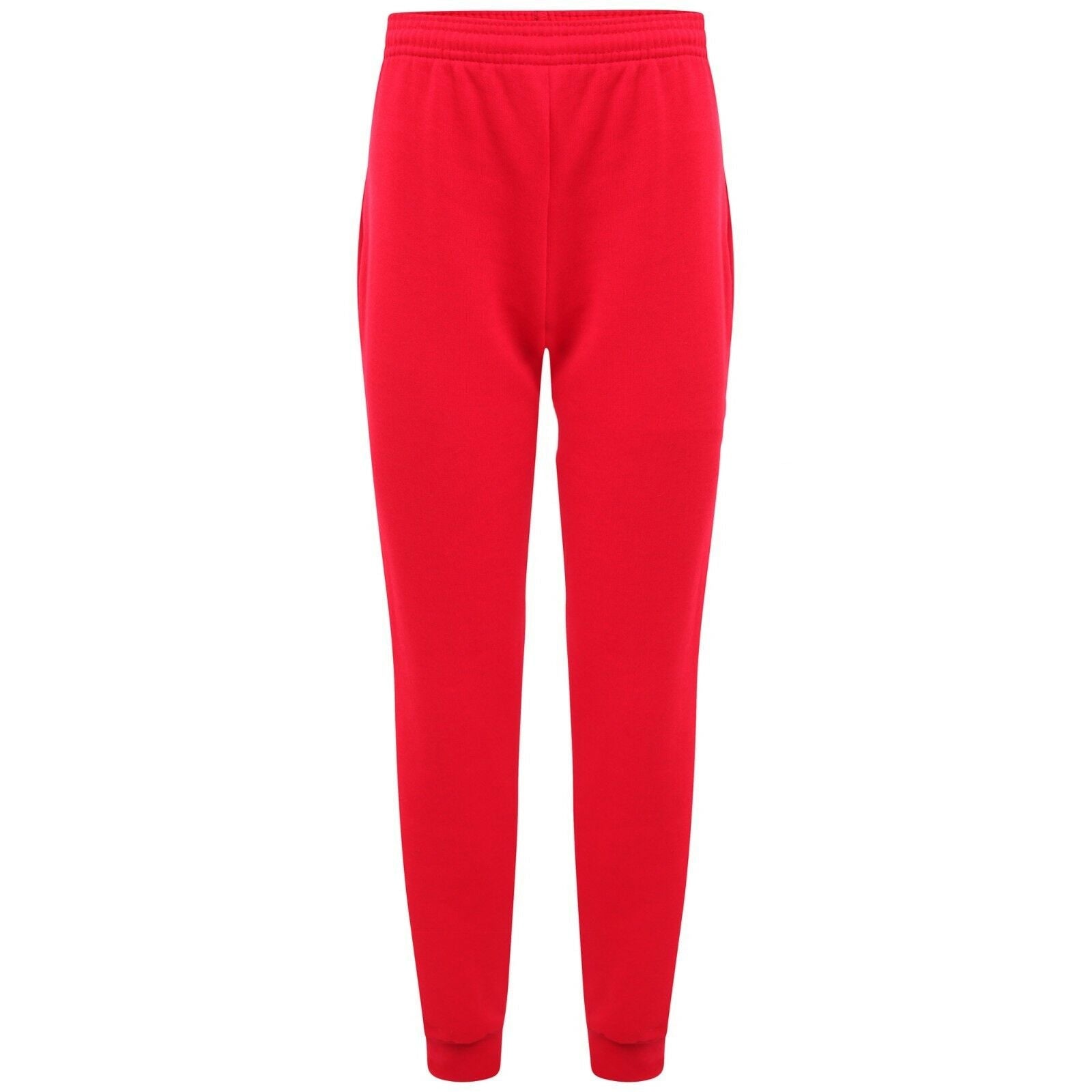 Unisex Boys Girls PE Gym Fleece School Jogging Bottoms Trousers Joggers Pants  -Red