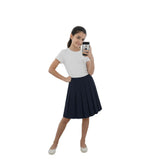 HUBIBUBI Girls Summer Formal Dress Bottom Full Elastic Box Pleat Skirt School Uniform Girl Back to School Box Pleated Round Waist Skirt Black