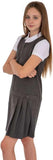 Pack of 2 - Girls Pleated School Pinafore (Heaton) Heart Zip Grey Black 3-16 Years