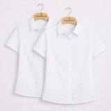 Girls Non-Iron School Blouses Twin Pack, White Short Sleeve