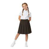 HUBIBUBI Girls Summer Formal Dress Bottom Full Elastic Box Pleat Skirt School Uniform Girl Back to School Box Pleated Round Waist Skirt Black