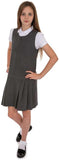 Pack of 2 - Girls Pleated School Pinafore (Heaton) Heart Zip Grey Black 3-16 Years