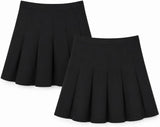 UK Clothing Outlet Pack of 2 Black Skirt, Pleated School Skirts Uniform Dress Summer Knee Length Skirt Age 3-16
