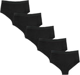 Girls Plain Black Knickers, Cotton Rich Soft Stretch Briefs, Teen School Underwear, Multipack (5, 10 or 15 Pairs)