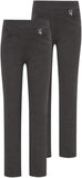 ADDICTED® Girls 2 Pack Pull-Up School Trousers – Slim Leg Jersey, Full Elasticated Waistband, Ages 3–18 Years – Free UK Delivery