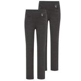 ADDICTED® Girls 2 Pack Pull-Up School Trousers – Slim Leg Jersey, Full Elasticated Waistband, Ages 3–18 Years – Free UK Delivery
