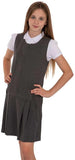 Pack of 2 - Girls Pleated School Pinafore (Heaton) Heart Zip Grey Black 3-16 Years