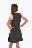 Pack of 2 - Girls Pleated School Pinafore (Heaton) Heart Zip Grey Black 3-16 Years
