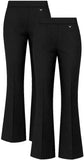 Pack of 2 - Girls Flared Jersey School Trousers Pull Up Wide Leg School Uniform Butterfly Pendant Ages 3-16y