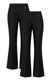 Pack of 2 - Girls Flared Jersey School Trousers Pull Up Wide Leg School Uniform Butterfly Pendant Ages 3-16y