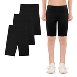 KAKU NANU 3pc Girls Shorts Cycling 5-13 Years Knee Length Under Dress Shorts Leggings Dance School P.E Gym Summer Black Grey Blue Pink