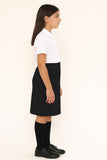 L S U Girls School Skirt Elasticated Waist Pencil Skirt Casual Plain Everyday Wear Grey Black