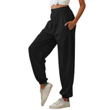 Nuofengkudu Women's Plain Tracksuit Bottoms Harem Joggers Pants with Pockets Tapered Leg Sweatpants Running Workout Casual Lounge Wear