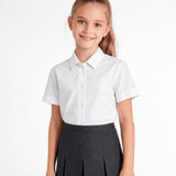 Girls Non-Iron School Blouses Twin Pack, White Short Sleeve