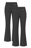 Pack of 2 - Girls Flared Jersey School Trousers Pull Up Wide Leg School Uniform Butterfly Pendant Ages 3-16y