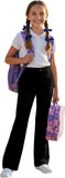 Girls School Trousers, Flared Leggings Kids Uniform Pants Stretchy Pull On Trousers with Pockets Comfortable High Waisted Tummy Control for Dance Sport Daily Wear