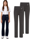 ADDICTED® Girls 2 Pack Pull-Up School Trousers – Slim Leg Jersey, Full Elasticated Waistband, Ages 3–18 Years – Free UK Delivery