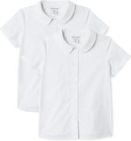 Amazon Essentials Girls' Easy-Iron Short-Sleeve Peter Pan Collar School Uniform Shirt, Pack of 2