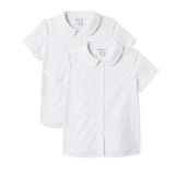 Amazon Essentials Girls' Easy-Iron Short-Sleeve Peter Pan Collar School Uniform Shirt, Pack of 2