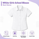 L S U Girls White School Short Sleeve Blouse School Uniform