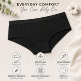 Girls Plain Black Knickers, Cotton Rich Soft Stretch Briefs, Teen School Underwear, Multipack (5, 10 or 15 Pairs)