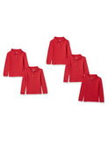 Amazon Essentials Girls and Toddlers' Long-Sleeve Interlock Polo Shirts, Multipacks