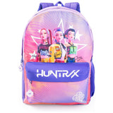 KPop Demon Hunters Huntrix Girls Pink Backpack | Cartoon Character School Bag with Zipper Closure | HUNTRIX Streetwear Rucksack for Kids | K-Pop Demon Hunters Merch