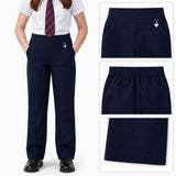 Girls Pull UP School Trousers School Uniform with Heart Pendant Half Elasticated