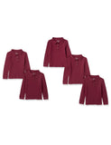 Amazon Essentials Girls and Toddlers' Long-Sleeve Interlock Polo Shirts, Multipacks