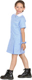 janisramone Girls' Gingham School Dress, 2 Pieces Short Sleeve Checked Pattern Summer Dress Zip Pleated School Uniform Girls with Side Pockets and Hair Scrunchie, Age 3-18