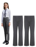 L S U Pack of 2 Girls Stretchable Jersey Pull-Up School Trousers with Full Elasticated Waistband Two Side Pockets Age 2 to 17