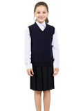 Nawal's Girls Knitted Tank Top V Neck Sleeveless Jumper School Uniform Smart & Comfortable
