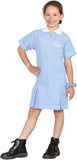 janisramone Girls' Gingham School Dress, 2 Pieces Short Sleeve Checked Pattern Summer Dress Zip Pleated School Uniform Girls with Side Pockets and Hair Scrunchie, Age 3-18