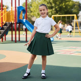 HUBIBUBI Girls Summer Formal Dress Bottom Full Elastic Box Pleat Skirt School Uniform Girl Back to School Box Pleated Round Waist Skirt Black