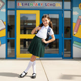 HUBIBUBI Girls Summer Formal Dress Bottom Full Elastic Box Pleat Skirt School Uniform Girl Back to School Box Pleated Round Waist Skirt Black