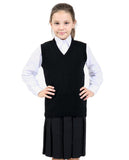 Nawal's Girls Knitted Tank Top V Neck Sleeveless Jumper School Uniform Smart & Comfortable