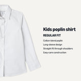 Amazon Essentials Girls' Easy-Iron Regular-Fit Long-Sleeve School Uniform Shirts, Pack of 3