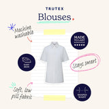 Trutex Basics Girls White School Shirts, Multipack – Short Sleeve Revere Collar Easy Iron Cotton-Rich Regular Fit School Blouses (2 Pack)