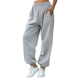 Nuofengkudu Women's Plain Tracksuit Bottoms Harem Joggers Pants with Pockets Tapered Leg Sweatpants Running Workout Casual Lounge Wear