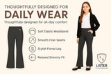 Pack of 2 - Girls Flared Jersey School Trousers Pull Up Wide Leg School Uniform Butterfly Pendant Ages 3-16y