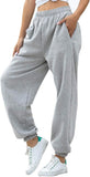 Nuofengkudu Women's Plain Tracksuit Bottoms Harem Joggers Pants with Pockets Tapered Leg Sweatpants Running Workout Casual Lounge Wear