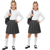 HUBIBUBI Girls Summer Formal Dress Bottom Full Elastic Box Pleat Skirt School Uniform Girl Back to School Box Pleated Round Waist Skirt Black