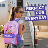 KPop Demon Hunters Huntrix Girls Pink Backpack | Cartoon Character School Bag with Zipper Closure | HUNTRIX Streetwear Rucksack for Kids | K-Pop Demon Hunters Merch