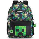 Minecraft Backpack for Boys - Creeper School Bag Kids Rucksack Gift, Black | Adjustable Straps, Fan Merch Book Bag for School, Creeper Keyring Rucksack, Graphic Print Zip-Up School Bag Boys