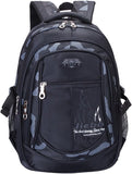 Backpack Boys School Bags Big Bookbags Durable Heavy Duty Student Kids Travel Waterproof (Black)