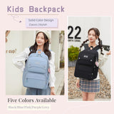 Solid Color School-Bags Black Backpacks for Teens Girls, Multi-pocket Elementary Girls Bookbags,Lightweight Casual Daypack