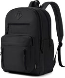 VASCHY School Bag,Lightweight Dual Compartment School Backpack for Teen Boys Girls Water Resistant Unisex 15.6inch Casual Rucksack for Mens/Womens/College/Work/Travel, Black