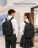 Kono School Bag for Boys Girls Teenager Black Backpack Lightweight Rucksack | 15.6 Inch Laptop Sleeve, Solid Colour Back to School Large Daypack, Ideal for College Work Travel and Daily Commuting