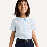 Amazon Essentials Girls' Easy-Iron Short-Sleeve Peter Pan Collar School Uniform Shirt, Pack of 2
