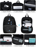 School Backpack Men Women,20L Black Rucksack School Bag for 15.6" Laptop | Capacity 20L,Lightweight,Water Resistant,10 Pockets,Thicken Straps,Anti Theft Back Pocket for School Travel Work